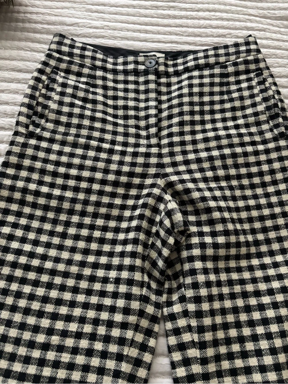 Sezane Martin Crop Trousers Black/ Ecru Gingham - Size 6 - Picture 5 of 9